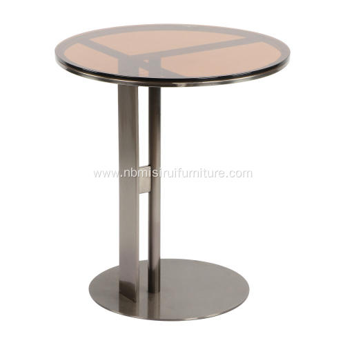 Living Room Transparent Brown Glass Top Coffee Table